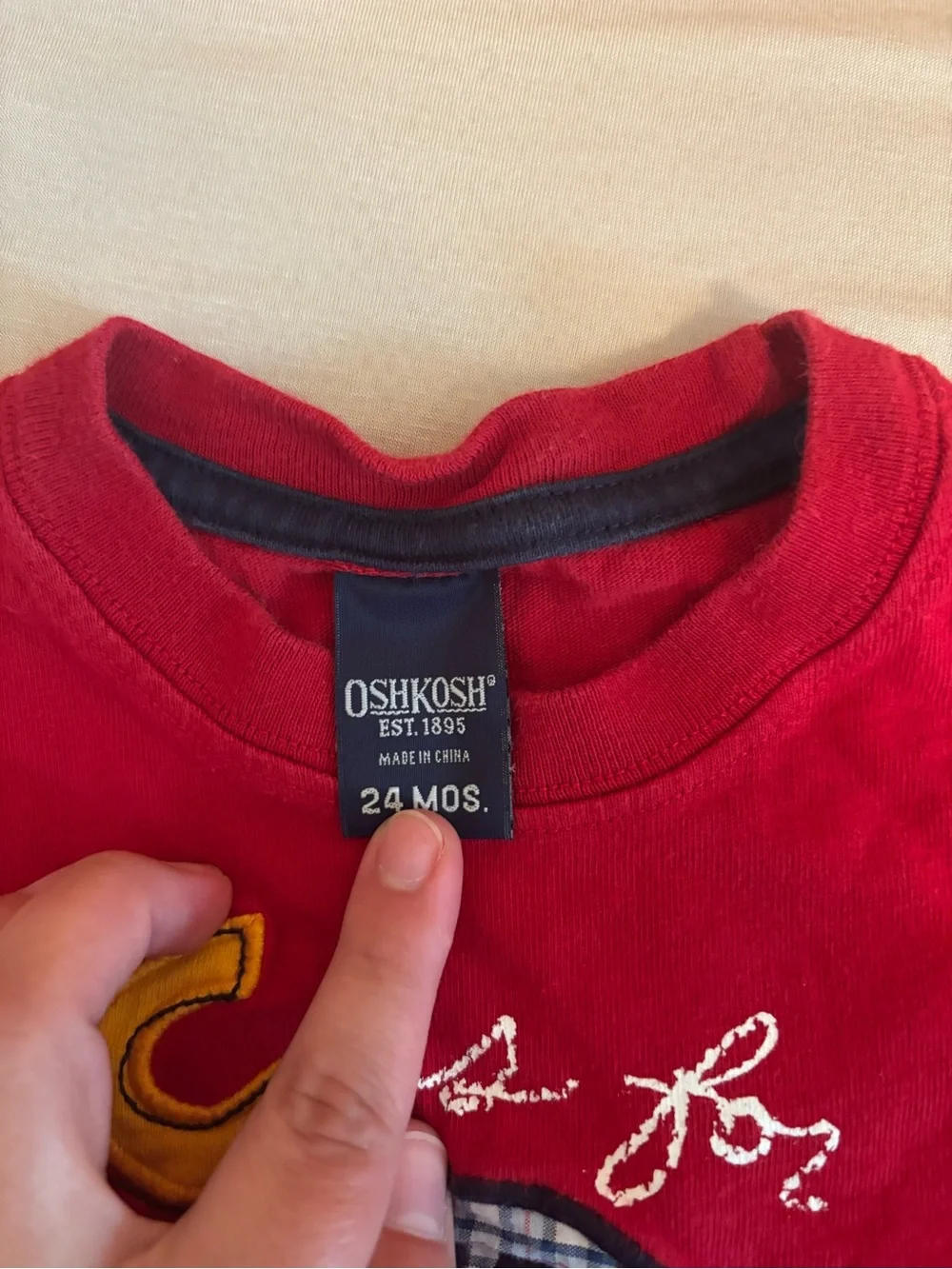 Vintage OshKosh B'gosh Red Long-Sleeve Car Applique Shirt